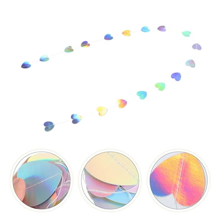FRCOLOR Heart Garland Iridescent Party Decorations for Birthday Celebrating with Strong Paper Assorted Color 4pcs