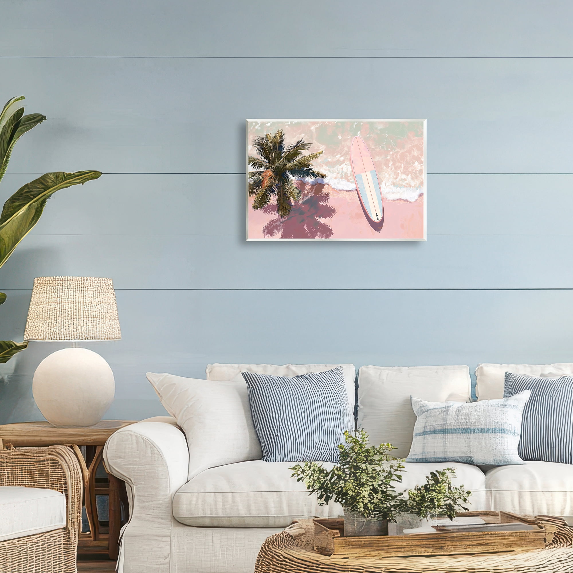 Stupell Industries Blush Pink Surfboard & Palm Wall Plaque Art, design by Jacky Ngan