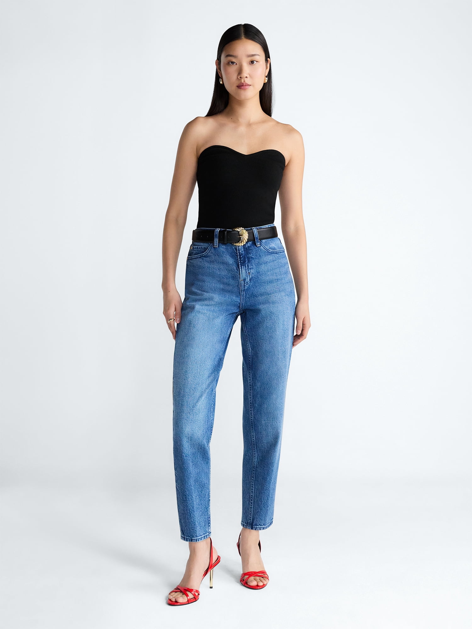 Devil Wears Prada Scoop Collection Women's and Women's Plus Crease Barrel Jeans, 26.5'' Inseam, Sizes 0-26W