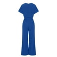thumbnail image 7 of lulshou Jumpsuits for Women, Women'S Fall/Winter Solid Color Short Sleeved Crew Round Neck Jumpsuit with Belt Jumpsuit Women's Jumpsuits, Rompers & Overalls, Blue S, 7 of 7