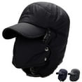 thumbnail image 2 of Men Winter Warm Ushanka Hat Fleeced Thick Cap with Earflaps and Mask Windproof Outdoor Cycling Hat, 2 of 8