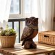 thumbnail image 5 of Wood Grain Resin Owl Figurine With Gold Accents Small Decorative Owl Statue For Living Room Bookshelf Wine Cabinet And Office Sculpture For Home, 5 of 9