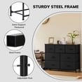 thumbnail image 5 of Dresser with 7 Drawers, Storage Organizer Units Drawers, TV Stand Fabric Storage Tower, Fabric Bins, Wood Top and Steel Frame, Black, 5 of 7