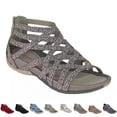 thumbnail image 2 of Women's Open Toe Gladiator Sandals, Breathable Low Heel Walking Shoes for Summer Style,Light Gray,US:7.5, 2 of 3