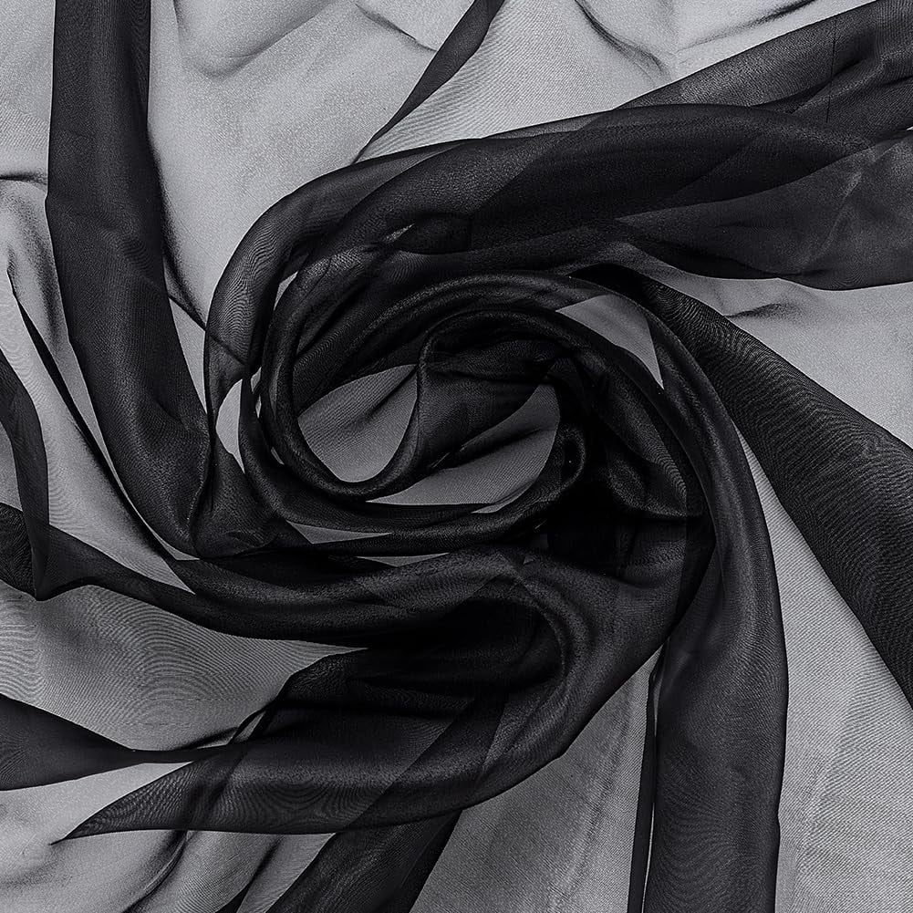 Sheer Voile Chiffon Fabric Panels - Fire Retardant, 10ft Wide Backdrop Drapes (2x5ft X 15ft, Black) 2 thumbnail image