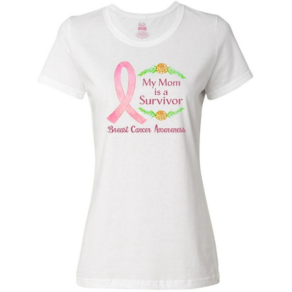 Inktastic My Mom is a Survivor Breast Cancer Awareness Women's T-Shirt