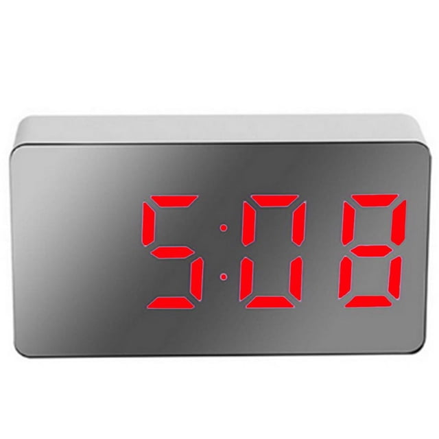 Reloj despertador digital, reloj despertador con espejo LED, mini reloj despertador electrónico, reloj despertador con espejo LED, apariencia llamativa