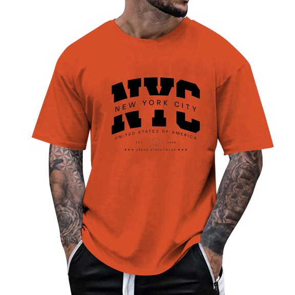 JAJAHO Men Letter Graphic Tee Summer Oversized T Shirt Short Sleeve Crew Neck Baggy Streetwear Stylish Tops