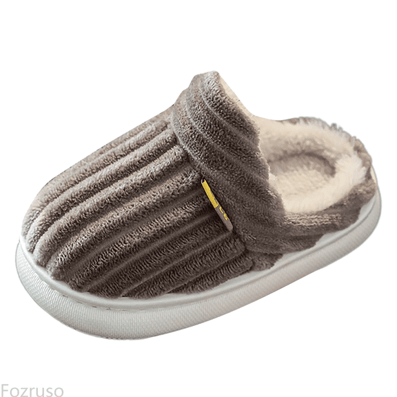 Fozruso Winter Versatile Girls And Boys Toddler Cotton Slippers Little Kid Big Kid Vertical Texture Warm And Non Home Plush Cotton Shoes,Girls Warm Winter Slippers Sizes 8.5 Toddler(8.5)