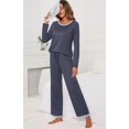 thumbnail image 2 of Women's Long Sleeve Sleepwear Soft Crew Neck Pyjama Set,Dark Gray, 2 of 5