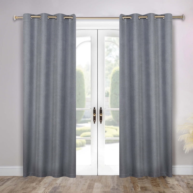 Superior Nyan 100% Blackout Curtains Set of 2, Grommet Header Curtain Panel Pair, Grey, 52"W x 108"L