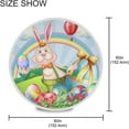 thumbnail image 2 of SKYSONIC Easter Rabbit Balloon Round Tablecloth 60inch Indoor Wrinkle Free, Cartoon Egg Rainbow Circular Lace Table Cover Washable for Kitchen Party BBQ Dining Decor, 2 of 7