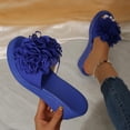 thumbnail image 4 of Blue Sandals For Womens Casual Wedge Heel Slide On With Floral Detail Peep Toe Thick Sole For Summer Indoor And Outdoor Wear Size 36, 4 of 9