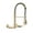 Brushed Gold, variant on Izzovium 3 Functions Wall Mounted Bridge Kitchen Faucet, Stainless Steel Matte Black, 360° Rotatable High-Arc Spout, Pull Down Nozzle, 1.8 GPM Flow Rate, Saves Space