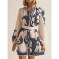 thumbnail image 6 of Womens Printed Long Sleeve Shirt Dress Belted Button Front for Casual Everyday Wear 100% Polyester Fabric All Season, 6 of 15
