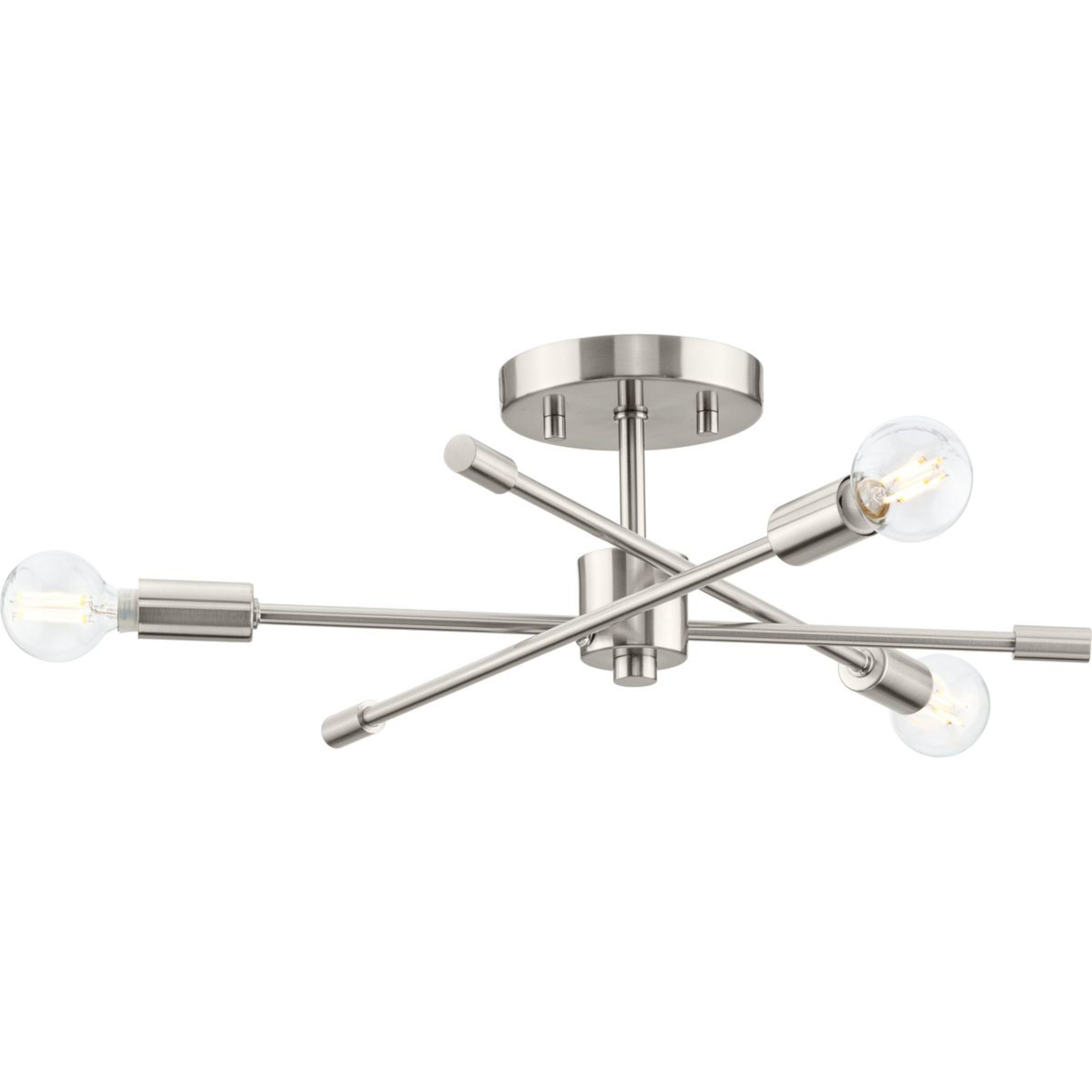 Avec Mondra Collection 18" Contemporary 3-Light Brushed Nickel Semi Flush Mount Light