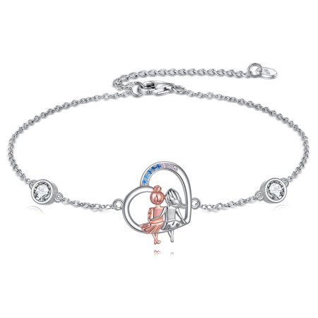 Sisters Bracelet Sterling Silver 2 Sisters Bracelet Gifts from Sister Friendship Jewelry Birthday Gifts for My Sister Women Friends