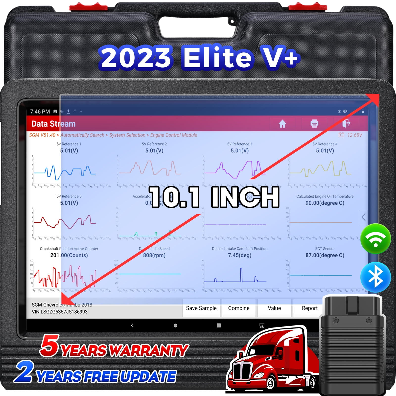 menneskelige ressourcer delikatesse at tilføje LAUNCH X431 V+ PRO 4.0 Car Diagnostic Scan Tool Elite HD Diesel Trucks  Scanner, IMMO,Key Match,ECU Online Coding,35+ Services VAG Guide,AutoAuth  for FCA SGW - Walmart.com