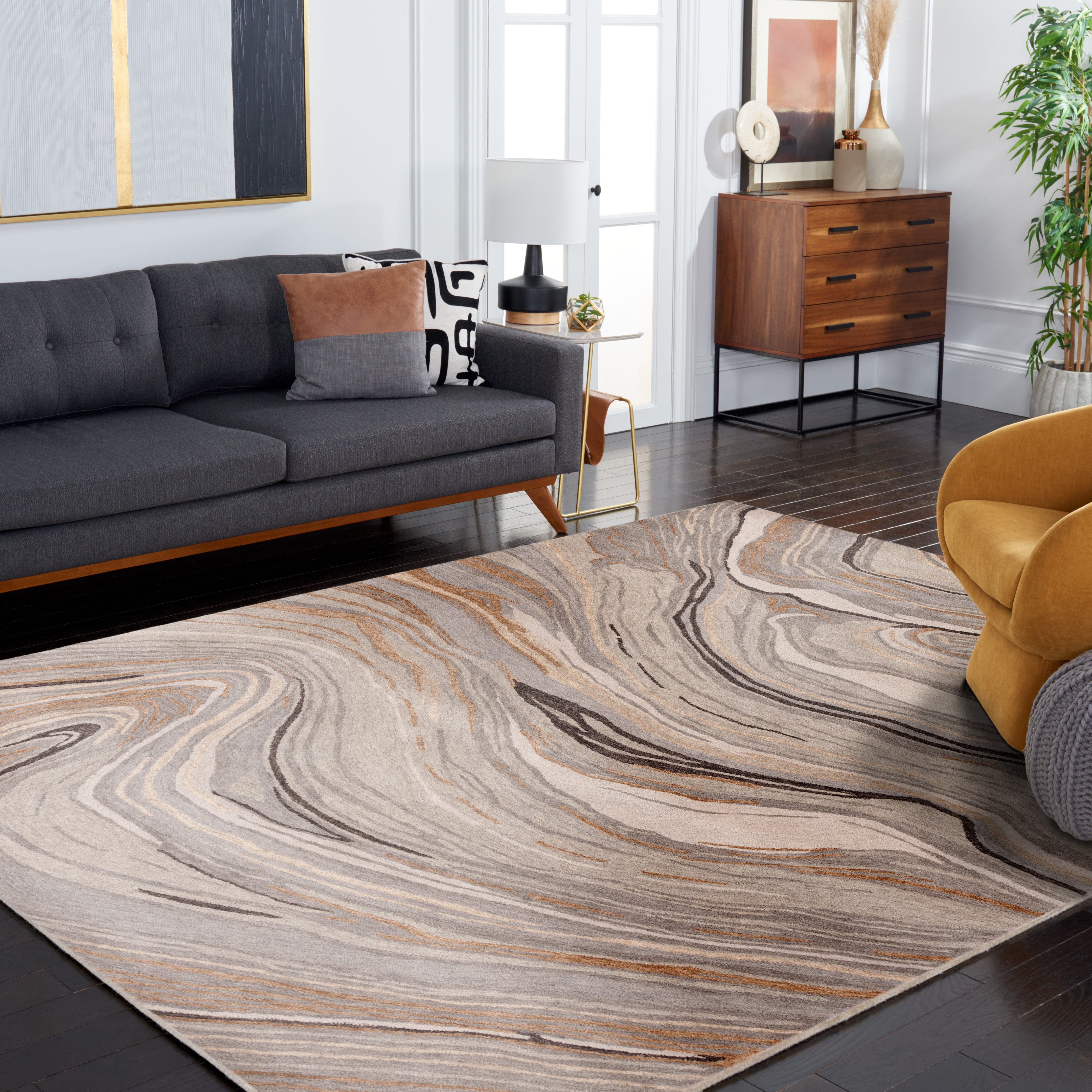 SAFAVIEH Soho Joshua Abstract Area Rug, Beige/Grey, 4' x 6'