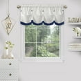 thumbnail image 4 of PowerSellerUSA Two-Tone Tier Pair Panels and Valance Kitchen Curtains Set for Kitchen Windows, Living Room, Dining Room and Basement, Diamond Design with Tuck Buttoned Valance, 58" W x 36" L, Navy, 4 of 5