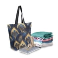 thumbnail image 2 of FORMRS Womens Canvas Tote Bag with Zipper Inner Pocket Shoulder Handbag, Blue Peacock Feathers Pattern, 2 of 7