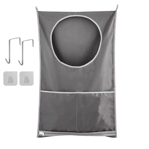 Hanging Laundry Hamper,Over The Door Laundry Hamper,Hanging Laundry Bag with Pockets Zipper Foldable Lightweight,for Rv Camper Apartment College Dorm Room Storage Small Space Organizer