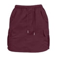 thumbnail image 6 of Women's High Waisted Drawstring Cargo Mini Skirt with Multi Pockets, Casual Lightweight Utility Short Skirt for Daily & Outdoor Wear Wine M, 6 of 9