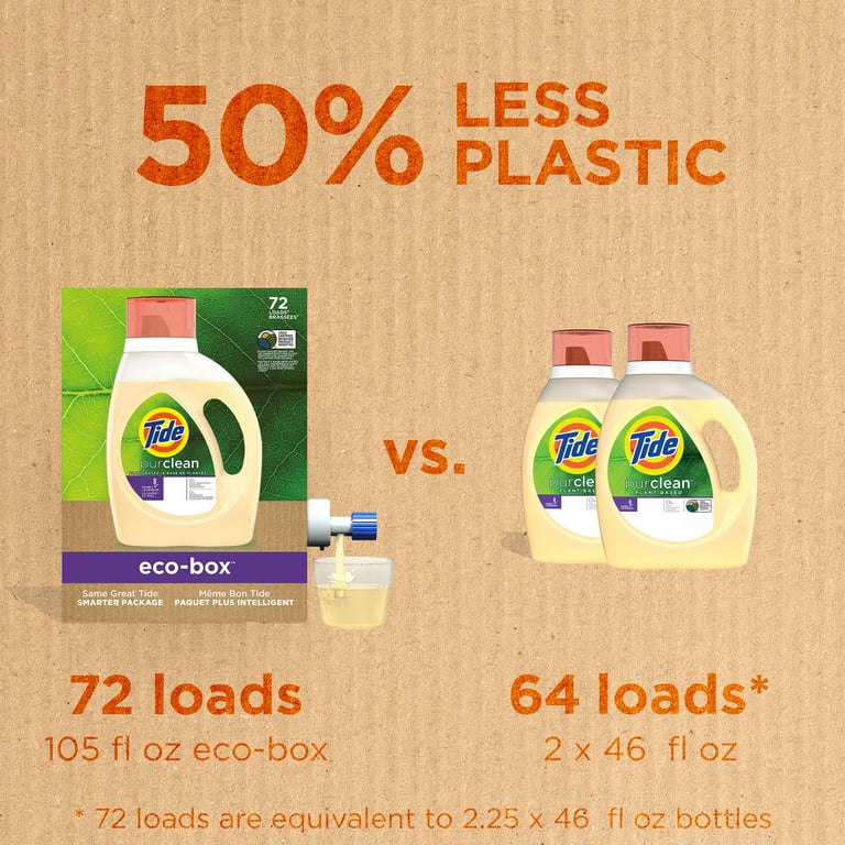 Tide Purclean Eco-box HE, Gentle Washing Friendly, 72 Loads Plant