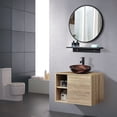 thumbnail image 4 of FULLWATT Wall Mounted Bathroom Vanity Set with Mirror Storage Shelf, PVC Sheet Natural Cabinet with Black Side Panels (Cabinet + Sink), 4 of 7