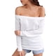 thumbnail image 1 of Camisa suelta de color puro para uso diario, fiesta, trabajo - Blusa elegante de manga larga con hombros descubiertos en talla XXL blanca, 1 of 6