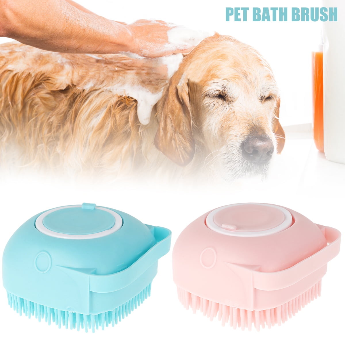 JTWEB Dog Bath Brush Pet Shampoo Brush Soft Silicone Pet Brush for Dogs