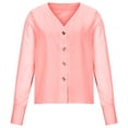 thumbnail image 4 of HAPIMO Rollbacks Women's Fashion Shirts V-Neck Pullover Long Sleeve Blouse Classic Solid Color Button Chiffon Tops Cozy Casual Sweatshirt T-Shirt Clothes for Women Pink XL, 4 of 9