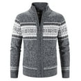 thumbnail image 2 of Azrian Deals Men's Sweater Coat Plus Velvet Loose Knit Sweater Printed Cardigan Casual, 2 of 6