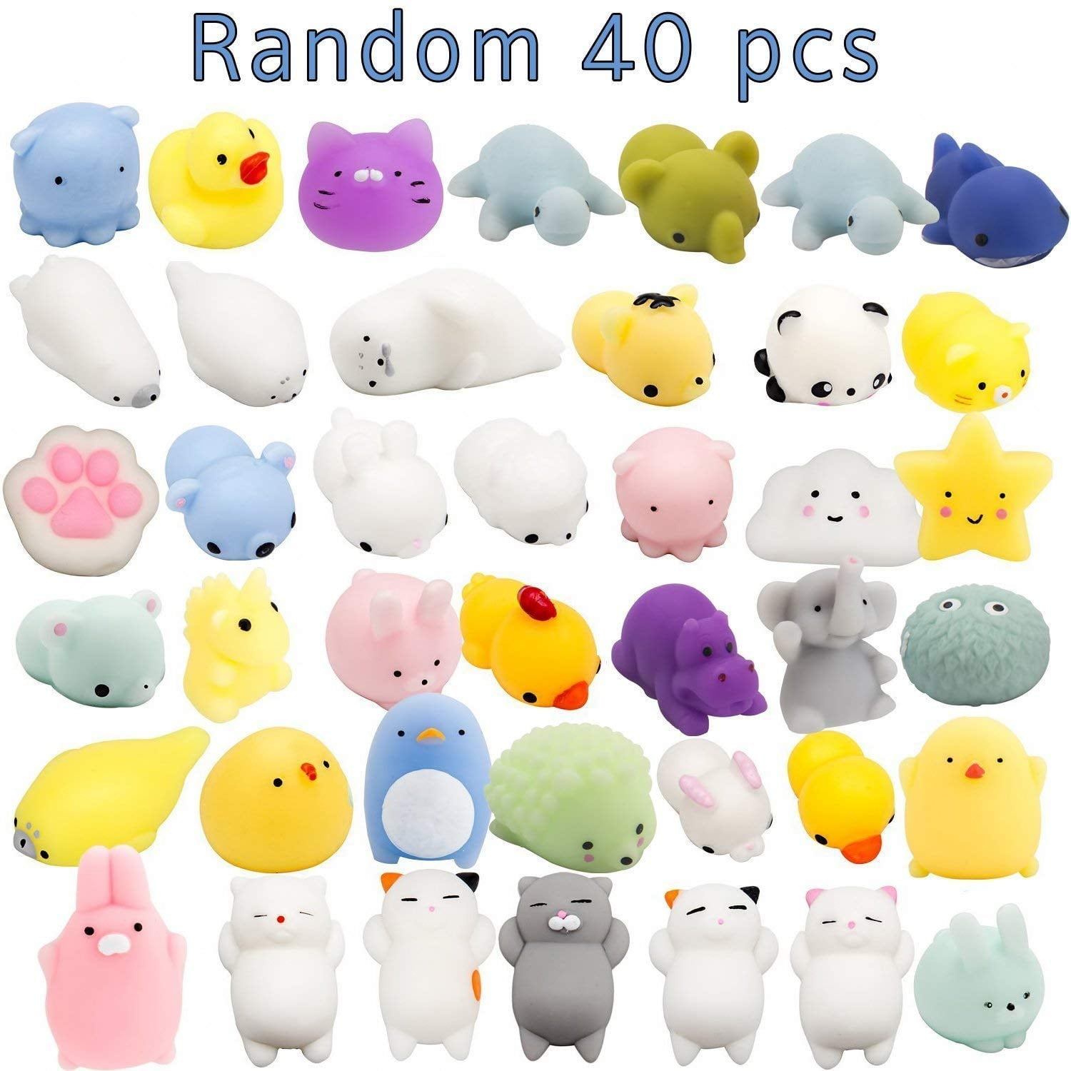 Classroom prizes Carnival Prizes MGparty 40 Pcs Mochi Squishies Bulk Animal Squishy Toys for Kids Party Favors Goodie Bag Stuffers Mini Squishies Stress Relief Toys for Girls Boys Birthday Gifts 