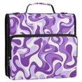 thumbnail image 2 of Haosy 3 Ring Zipper Binder with Shoulder Strap Waterproof Trapper Keeper 2 Inch D-Ring 500 Sheets Capacity, Purple White Flow, 2 of 8