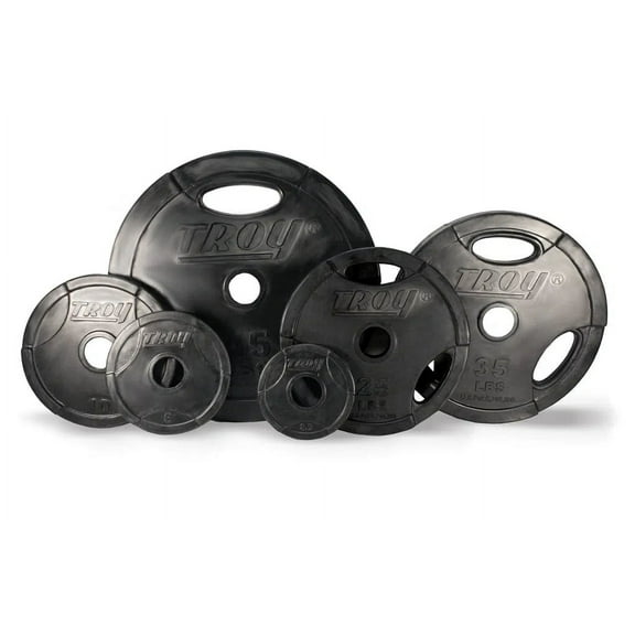 255 lb. Olympic Weight Plate Set, Rubber Grip Interlocking (Commercial Quality) by Troy Barbell