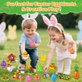 thumbnail image 2 of MOONTOY 12-in-1 Easter Building Blocks Toy Set, Carrot Farm with Bunny, Hen & Tulips, 12 DIY Prefilled Easter Eggs with 4 Stickers, Easter Gifts for Kids, Easter Basket Stuffers for Boys Girls 6 7 8+, 2 of 6