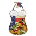 thumbnail image 2 of FKELYI Vintage USA Flag Sunflower Butterfly Print Swimsuits for Women Polyester Bikini Swimwear Tummy Control Monokini Cosy Bathing Suits for Ladies Summer Vacation, S, 2 of 6