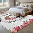 thumbnail image 4 of 5x7 Area Rugs for Living Room, Pink Roses Non Slip Area Rugs for Kitchen Bedroom Entryway, Spring Horseshoes Floral Leaves Gray Wood Washable Carpet Runner Rug Floor Mats for Bedroom Home Decor, 4 of 8