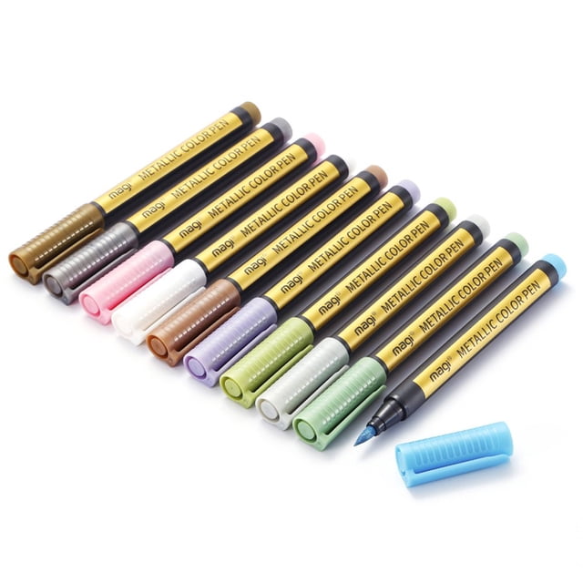 10 Colors Metallic Brush Pen Art Marker for Black Paper Painting Card Making Scrapbooking Calligraphy Lettering