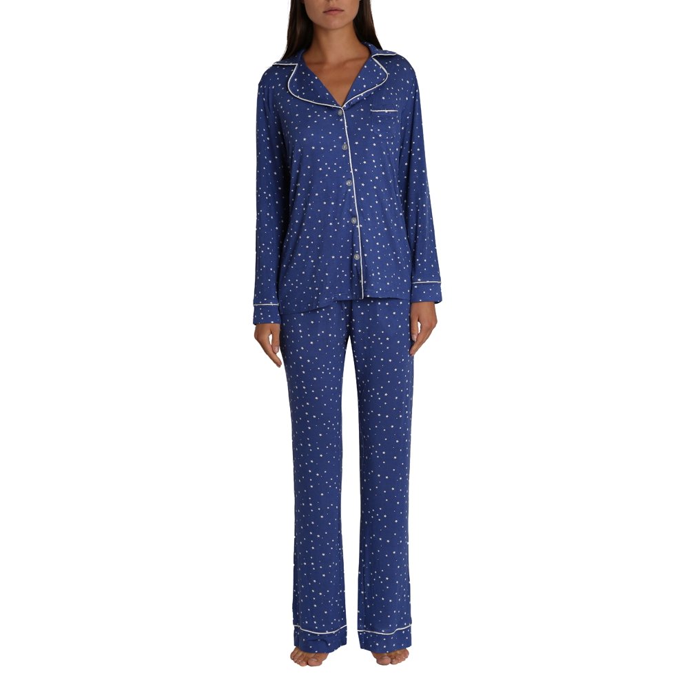 Blis Blis Woman Womens Long Sleeve Pajama Button Down Pant Pj Set