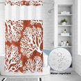 thumbnail image 3 of No Hook Shower Curtain, Burnt Orange Coastal Coral Shower Curtains for Bathroom with See Through Top Window, Summer Nautical Sea Beach Ocean Waterproof & Washable Bath Curtain Stand Up Stall 36"x72", 3 of 9