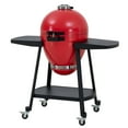 thumbnail image 3 of SUNJOY 20 inch Charcoal Grill, Egg-shaped Outdoor Grill with Pizza Stone, Ultimate BBQ Grill and Smoker with Wheels, Red, 3 of 13