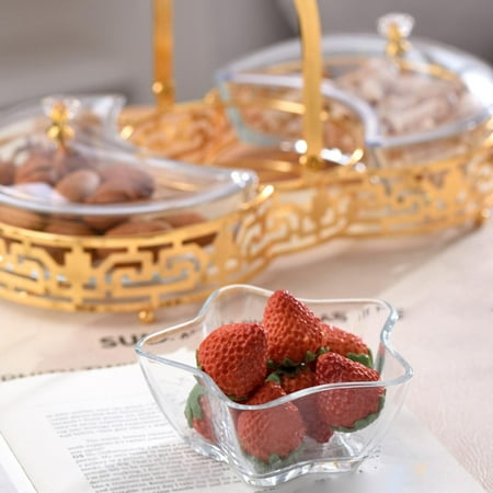 

Divided Serving Tray divided serving tray with lid and handle large platter with removable bowls condiments Divided Serving Bowls Container Appetizer Tray candy Platter Decorative Snacks 3 grids