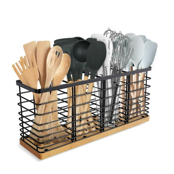 Soporte para utensilios de cocina Suli extra grande con 4 compartimentos