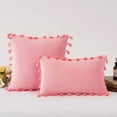 thumbnail image 2 of Namzi Velvet Soft Solid Decorative Throw Pillow Cover with Tassels Boho Accent Cushion Case for Couch Bedroom Car Baby Pink 18''x18'', 2 of 5