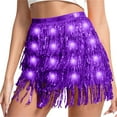 thumbnail image 2 of AGWOLF Women Tassel Sequin Skirt Sparkly Elastic High Waist Skirts Shiny Led Mini Skirts Fringe Belly Dance Hip Scarf Rave Party Outfit, 2 of 7