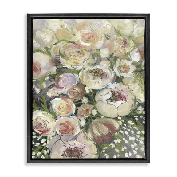 Stupell Industries Modern Abstract Blooming Garden Flowers Black Floating Frame Canvas Art, 25 x 31, by BlursByAI