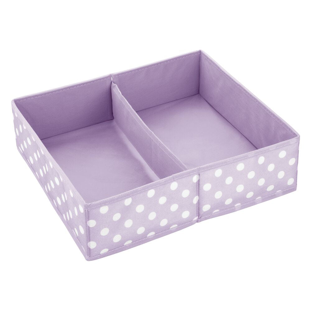 mDesign Fabric Polka Dot Drawer 2 Pack Light Purple/White Closet Storage 