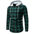 thumbnail image 2 of AnuYalue Men's Flannel Hoodie Shirts Casual Plaid Button Down Pullover Long Sleeve Stylish Hooded Sweatshirt with Pocket, 2 of 7